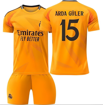 Футбольна форма дитяча Arda G&uuml;ler (Арда Гюлер) 15 Real Madrid (Реал Мадрид), сезон 24/25, 20 розмір, ріст 115-125 см, помаранчева RMO-AG-24 фото