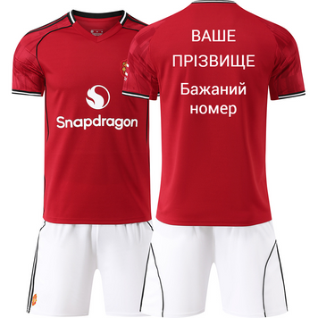 Форма футбольная детская с индивидуальным нанесением Manchester United (Манчестер Юнайтед), сезон 2026 20 размер, рост 115-125 см, красно-белая MU-IA-28 фото