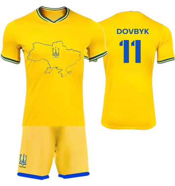 Форма футбольная детская Dovbyk (Довбык) 11 Ukraine (Сборная Украины), сезон 24/25, 20 размер, рост 115-120 см, желтая UK-DV-30 фото