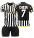 Форма футбольная детская Chiesa (Кьеза) 7 Juventus (Ювентус), сезон 24/25, 20 размер, рост 115-120 см, черно-белая с желтым JV-CS-28 фото 1