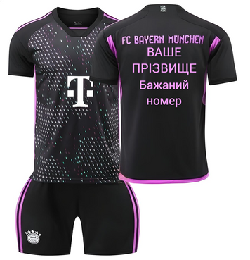 Форма футбольная детская с индивидуальным нанесением Bavaria Munich (Бавария Мюнхен), сезон 24/25, 20 размер, рост 115-120 см, черная с фиолетовым BM-IA-26 фото