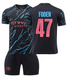 Форма футбольная детская Foden (Фоден) 47 Manchester City (Манчестер Сити), сезон 24/25, 30 размер, рост 160-165 см, черно-голубой с розовым MCB-FD-28 фото 1
