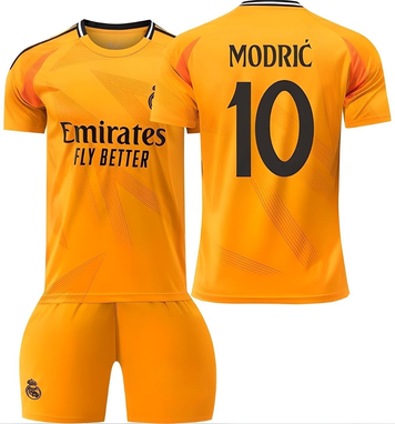 Футбольна форма дитяча Modrić (Модрич) 10 Real Madrid (Реал Мадрид), сезон 24/25, 20 розмір, ріст 115-125 см, помаранчева RMO-MR-24 фото