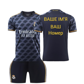 Футбольна форма дитяча з індивідуальним нанесенням Real Madrid (Реал Мадрид), сезон 24/25, 20 розмір, ріст 115-120 см, чорна RM-IA-20 фото