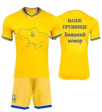 Форма футбольная детская с индивидуальным нанесением Ukraine (Сборная Украины), сезон 24/25, 20 размер, рост 115-120 см, желтая UK-YEL-30 фото