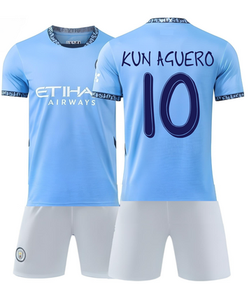 Форма футбольная детская Kun Aguero (Кун Агуэро) 10 Manchester City (Манчестер Сити), сезон 24/25, 20 размер, рост 115-120 см, сине-голубая MC-KA-24 фото