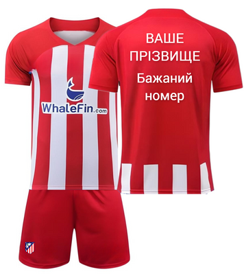 Форма футбольная детская с индивидуальным нанесением Atletico Madrid (Атлетико Мадрид), сезон 24/25, 20 размер, рост 115-120 см, красная с белым AM-IA-22 фото