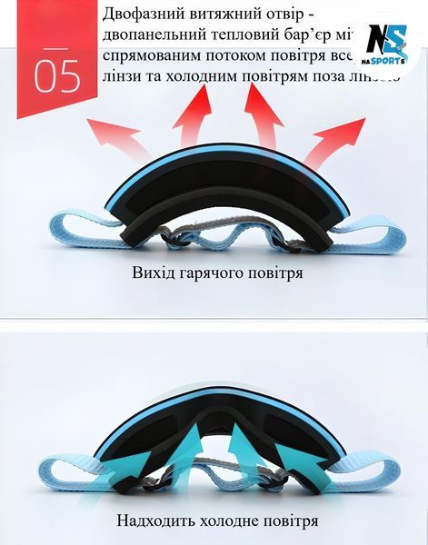 Дитяча/підліткова маска гірськолижна без рамки з двома кулями лінз AntiFog, 6-14 років, чорна з білим HX26 GO-BW-HX26 фото