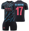 Форма футбольная детская De Bruyne (Де Брюйне) 17 Manchester City (Манчестер Сити), сезон 24/25, 20 размер, рост 115-120 см, черно-голубой с розовым