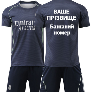 Футбольная форма детская с индивидуальным нанесением Real Madrid (Реал Мадрид), сезон 2026 20 размер, рост 115-125 см, черная RM-IA-24 фото