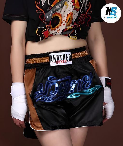Шорти для тайського боксу та кікбоксингу Another Boxing розмір XL, зріст 170-180 см чорний з коричневим TSH-01-XS фото