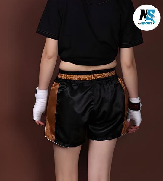Шорти для тайського боксу та кікбоксингу Another Boxing розмір XL, зріст 170-180 см чорний з коричневим TSH-01-XS фото