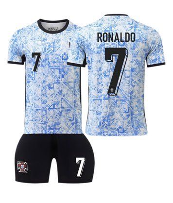 Футбольная форма детская Ronaldo (Роналдо) 7 Сборная Португалии, сезон 24/25, 20 размер, рост 115-125 см, сине-белая с черным ZР-RВ-30 фото