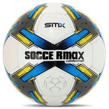 Мяч футбольный №5 PU ламин. SOCCERMAX (№5, 5 сл., сшит вручную) (FB-4194_Белый-синий) FB-4194_Бел-синий фото