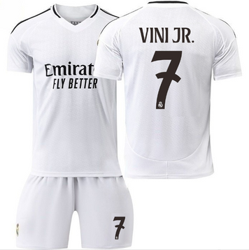 Футбольна форма дитяча Vini Jr. (Вінісіус Жуніор) 7 Real Madrid (Реал Мадрид), сезон 24/25, 20 розмір, ріст 115-125 см, біла RMB-VJ-22 фото