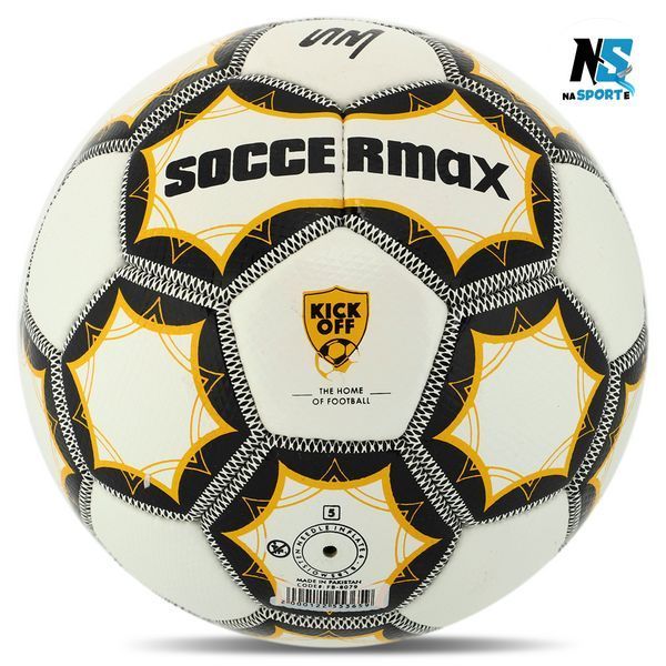 М'яч футбольний №5 PU ламін. SOCCERMAX (№5, 5 сл., пошитий вручну, Білий-золотий) (FB-8079_Білий-золотий) FB-8079_Бел-золотой фото