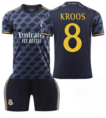 Футбольна форма дитяча Kroos (Кроос) 8 Real Madrid (Реал Мадрид), сезон 24/25, 20 розмір, ріст 115-125 см, чорна з жовтим RM-KR-22 фото