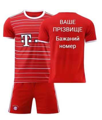 Форма футбольная детская с индивидуальным нанесением Bavaria Munich (Бавария Мюнхен), сезон 24/25, 20 размер, рост 115-120 см, красная с белым BMR-IA-28 фото