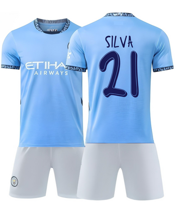 Форма футбольная детская Silva (Сильва) 21 Manchester City (Манчестер Сити), сезон 24/25, 24 размер, рост 135-140 см, сине-голубая MC-SV-24 фото
