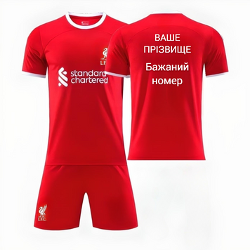 Форма футбольная детская с индивидуальным нанесением Liverpool (Ливерпуль), сезон 24/25, 20 размер, рост 115-120 см, красная L-IA-24 фото