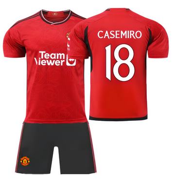Форма футбольна дитяча Casemiro (Каземіро) 18 Manchester United (Манчестер Юнайтед), сезон 24/25, 20 розмір, ріст 115-120 см, червоно-чорна MU-CM-30 фото
