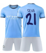 Форма футбольная детская Silva (Сильва) 21 Manchester City (Манчестер Сити), сезон 24/25, 26 размер, рост 140-145 см, сине-голубая