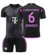 Форма футбольная детская Kimmich (Киммих) 6 Bavaria Munich (Бавария Мюнхен), сезон 24/25, 20 размер, рост 115-120 см, черная с фиолетовым