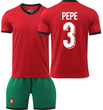 Футбольная форма детская Pepe (Пепе) 3 Portugal (Сборная Португалии), сезон 24/25, 20 размер, рост 115-125 см, красная с зеленым